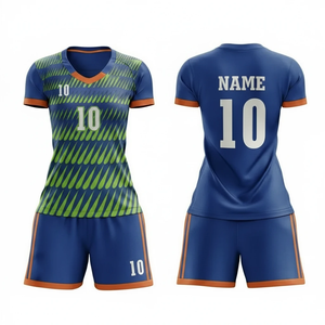 Custom Women <b>Soccer</b> Uniform Set Sublimated 100% Polyester Moisture Wicking Fitted Sleeveless V Neck Plus Size Front All Seasons - Product Image 1