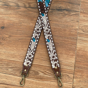 Nuevo bolso de repuesto de Cactus occidental de cuero mecanizado a mano Floral personalizado, correa para cámara y guitarra con broches de presión de latón antiguo - Product Image 2