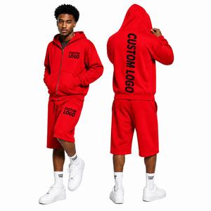 Wholesale New Custom Logo Blank Custom Sweatsuits Unisex Jogging Sweat shorts Wear Two Piece Hoodie Shorts <b>Set</b> Tracksuit Men - Product Image 2