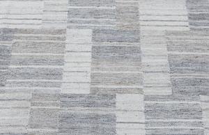 Tapis artisanal en laine écologique à poils ras avec motif abstrait gris ivoire, tissage plat pour la décoration du salon - Product Image 6