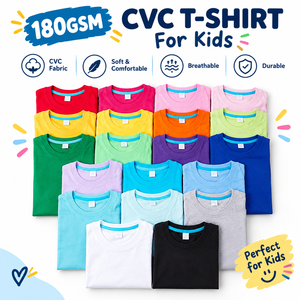 เสื้อยืดเด็ก CVC สีสันสดใส OEM CN BD แขนสั้น ชุดยูนิฟอร์มกลุ่ม รับผลิตตามแบบ OEM พร้อมสกรีนโลโก้ ชุดยูนิฟอร์มทีมโรงเรียน ขายส่ง เสื้อยืดเด็ก - Product Image 1