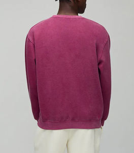 เสื้อสเวตเชิ้ตผู้ชายดีไซน์ล่าสุด ผ้าฝ้าย 100% ล้างสีแบบแอซิดวอช สำหรับฤดูหนาว พิมพ์โลโก้แบบนูน 3 มิติ  ทรงหลวมไหล่ตก  ผ้าหนา - Product Image 2