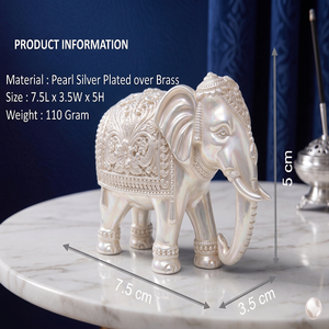 Luxury Silver Plated <b>Elephant</b> Trunk Down Figurine <b>Decorative</b> Metal Idol for Home Temple Office Interior and Gift Purpose - Product Image 4