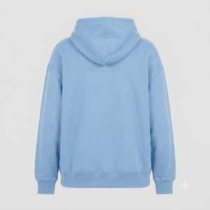 Sweat-shirt à capuche unisexe personnalisé en coton respirant bleu clair, coupe classique, brodé, streetwear d'hiver - Product Image 2