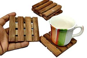 Wooden Tea <b>Coasters</b> Teak Wood <b>Table</b> for Tea Cups Coffee Mugs Beer Cans Tumblers Water Glasses Durable Drink for Home Office - Product Image 3