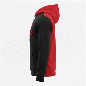 Sweat à capuche color block North Approach pour homme, rouge et noir, imprimé, décontracté, avec poche avant, coupe classique, pour l'automne - Product Image 3