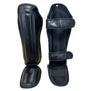 Nouvel arrivage : Protège-tibias en cuir noir pour MMA, Kickboxing, Muay Thai, avec fermeture auto-agrippante – Équipement de protection pour la boxe - Product Image 2