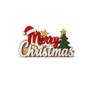 Merry <b>Christmas</b> <b>Wooden</b> Sign With Stars And <b>Tree</b> Traditional Handicraft Decoration - Product Image 2
