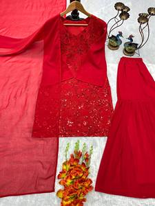 Presenting New Designer ,Party Wear Look ,<b>Top</b>-Plazzo and ,Dupatta With ,Heavy Embroidery Work - Product Image 5