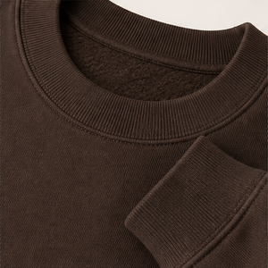 เสื้อสเวตเชิ้ตคอกลมทรงหลวมสำหรับผู้ชาย สีน้ำตาลเอสเพรสโซ ผ้าฝ้ายออร์แกนิคเนื้อหนา รุ่น MCRW-0050 - Product Image 6