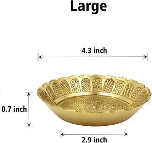 Juego de Platos Nakshi de Latón Grabado de 11 cm (Paquete de 5) – Platos Decorativos Rituales Indios para Puja, Meditación y Decoración Festiva. - Product Image 2