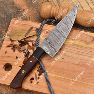 Couteau de chef léger, fait main, ambidextre, en acier Damas, 7 pouces, motif torsadé, manche en bois de rose naturel et G10 Micarta - Product Image 4