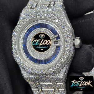 ICE LOOK นาฬิกาข้อมือสแตนเลสสตีลสุดหรูสำหรับผู้ชาย 42 มม. ตัวเรือนทรงกลม คริสตัลแซฟไฟร์ ระบบอนาล็อก ควอตซ์ แสดงวันที่ สายขนาด 20 มม. พร้อมหัวเข็มขัด - Product Image 3