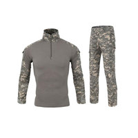 Ensemble de vêtements de travail tactiques pour hommes, chemise à manches longues en polyester respirant et pantalon cargo avec genouillères, coupe régulière, toutes saisons