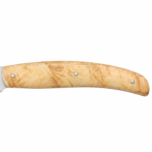 Cuchillos de caza de hoja fija con hoja satinada plateada de punta caída y mango de madera marrón claro natural para camping al aire libre - Product Image 3