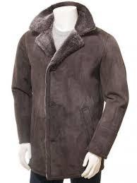 <b>Men</b> Shearling Leather <b>Coat</b> Faux Fur Collar Button Front Winter Jacket Warm Casual Fashion Outerwear Classic <b>Long</b> <b>Coat</b> <b>for</b> <b>Men's</b> - Product Image 3