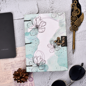 Carnet A5 Minimaliste Floral Fait Main en Papier Écologique, Journal de 100 Pages avec Écriture Recto-Verso et Fermeture Métallique, Design Élégant - Product Image 1