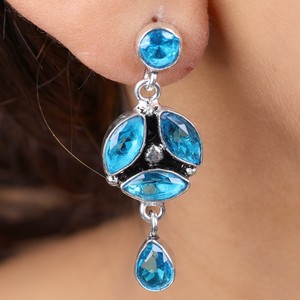 In Stock Oxidized <b>Silver</b> Multi Stone <b>Dangle</b> <b>Earrings</b> for Women Bulk Supplier | Handmade Fashion Jewelry Bulk Ready Stock - Product Image 2