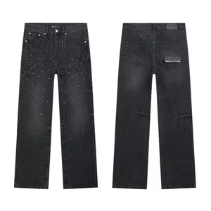 Tie Dye Denim Midweight Straight Leg <b>Jeans</b> <b>High</b> <b>Waist</b> Slim Fit Bleach Stone Wash Cotton Casual Summer <b>Men's</b> <b>Jeans</b> - Product Image 5