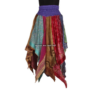 DS036 Falda Surtida de Danza Tribal Urbana, Pañuelo Bohemio de Chatarra, Sobrefalda de Baile Tribal, Bufanda Sostenible, Falda Hippie Fluida - Product Image 1