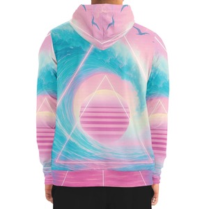 Sweat à capuche zippé pour homme en molleton 100% coton, design tie-dye par sublimation, respirant, séchage rapide, sport, hiver - Product Image 2