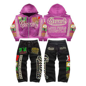 Ensemble de sweats à capuche d'hiver pour hommes, style vintage antique, personnalisé, avec strass, respirant, streetwear, 100% coton - Product Image 3