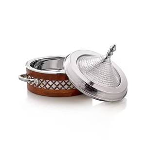 Wooden Food Warmer Stainless Steel Roti <b>Box</b> Laser Cut Lid Design Chapati Server <b>Insulated</b> Hot Pot Casserole Foldable Stackable - Product Image 4