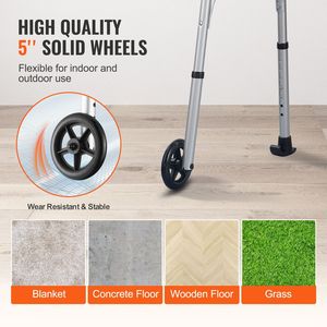 Deambulatore Pieghevole 2-in-1 con Braccioli Rimovibili, Altezza Regolabile, Ruote Solide da 5 Pollici, Leggero in Alluminio - Product Image 4