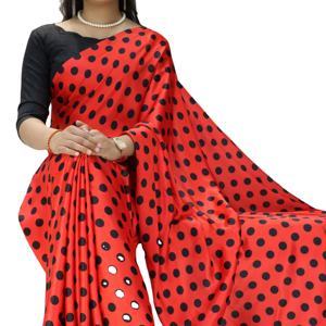 Sari Tradicional de Satén de Primera Calidad de la Boutique India con Blusa Integrada para Ropa Étnica, Disponible en Existencia - Product Image 1
