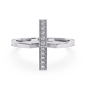 Bague en or blanc pour femme, diamant rond taille brillant, style minimaliste, diamants naturels couleur G - Product Image 1