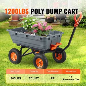 Carrello da Giardino Versatile e Resistente con Manico a Doppia Funzione, Telaio in Acciaio da 6,48 Cu.ft e Vano in Polietilene, Montaggio Semplice - Product Image 3