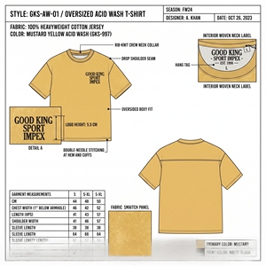 T-shirt Homme Oversize Vintage Personnalisé en Coton Épais Délavé à l'Acide, Épaules Tombantes, Imprimé en Relief 3D, Style Streetwear, Couleur Moutarde, T-shirt Vierge - Product Image 6
