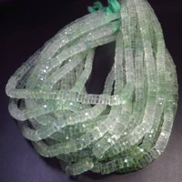 Perles de pierre précieuse Heishi en fluorite verte naturelle 7,5 mm, entretoises multi-tours à facettes, haute qualité, brin de 16 pouces, perçage central