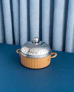 White Powder Modern Elegant Casserole Round Hotpot Ramadan Special Food <b>Warmer</b> Stainless Steel Hot Pot <b>Buffet</b> for Food Serving - Product Image 1