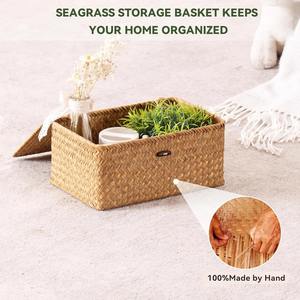 Juego de 3 cestas organizadoras rectangulares multiusos de mimbre, cestas de almacenamiento hechas a mano, venta al por mayor, ecológicas, hechas en Vietnam - Product Image 4
