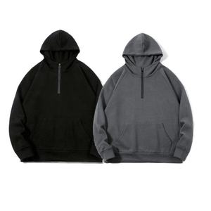 New Arrival Casual Good Selling Men's Quarter Zipper Hooded Hoodies 100% Cotton Fleece Breathable Long Sleeve Sweatshirts - Product Image 1