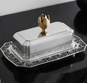 Mantequillera Rectangular Plateada con Tapa Hermética para Conservar la Frescura, Diseño Glamuroso con Perilla de Tulipán, Vajilla para Uso en la Cocina - Product Image 5