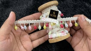 Adorno de encaje con cuentas y perlas de alta calidad para decoración de sarees, lehengas y vestidos de novia, y muchos más para decoración. - Product Image 5