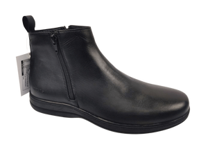 Botines de Piel Vacuna Nappa Negra con Punta Redonda, Estilo Slip-On, Suela de Goma Antideslizante, para Todas las Temporadas - Product Image 1