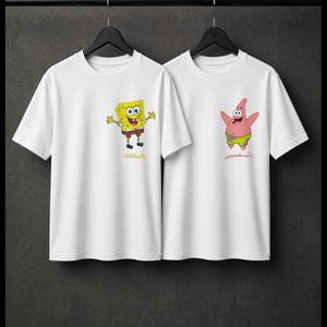 Matching Couple Graphic <b>T</b> <b>Shirts</b> Custom Cute Blue Pink <b>Alien</b> Cartoon Print White Short Sleeve Unisex Crew Neck Casual Streetwear - Product Image 2