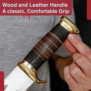 Couteau de chasse Bowie Crocodile Dundee en acier au carbone fait main sur mesure, manche en cuir, lame droite de 18 pouces, pointe tombante, épaisseur 0,5 mm, par UA Supplies - Product Image 4