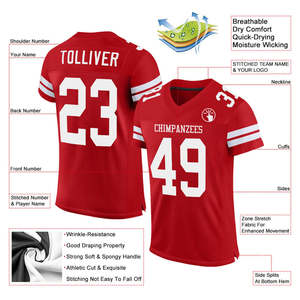 Maillots de football américain et de football personnalisables, de haute qualité et durables, offrant un service de fabrication OEM - Product Image 3