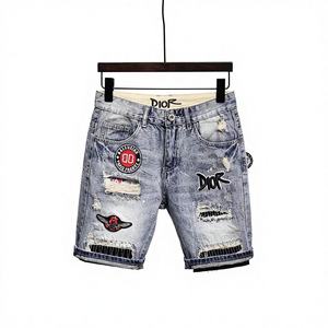 Black Washed Denim Shorts with <b>Chain</b> Detail Graphic Print Streetwear Shorts - Product Image 3