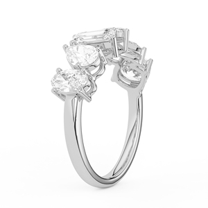 Anillo de Compromiso POOJA DIAMOND de Oro de 14K y 18K con Diamante Cultivado en Laboratorio, Certificado IGI, Corte Redondo y Marquesa, Cinco Piedras Solitarias - Product Image 5