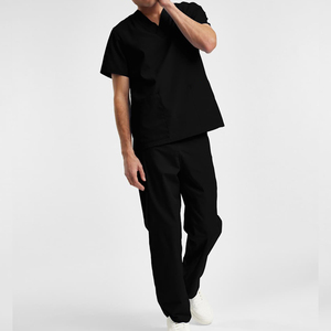 Unisex Cotton Worsted Fabric Scrub Uniform Medical <b>Doctor</b> <b>Set</b> OEM Factory Custom Logo Design Hospital Clothing Needle Detection - Product Image 2