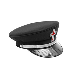 Chapeau de cérémonie noir de haute qualité pour Chevaliers Templiers, fait main, 100 % laine, pour usage quotidien et formel, avec insigne - Product Image 1