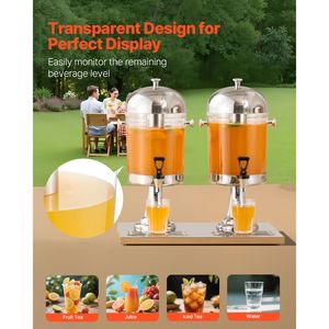 Dispenser per Bevande in Acciaio Inox e Plastica da 2,1 Galloni X 2, Capacità 16L, Erogatore per Bevande e Succhi per Feste con Funzione Riscaldamento - Product Image 4