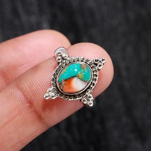 Copper Oyster Turquoise Oval Cut 925 Sterling <b>Silver</b> Boho <b>Statement</b> Gift <b>Ring</b> Handmade Wedding Promise for Women Parties - Product Image 1