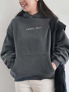 เสื้อสเวตเชิ้ตคอกลมผ้าฝ้ายสำหรับผู้หญิง พิมพ์โลโก้ได้ สีพื้นเรียบง่าย สไตล์ลำลอง มีกระเป๋า เหมาะสำหรับใส่ในฤดูใบไม้ร่วง เสื้อฮู้ดผู้หญิง - Product Image 6