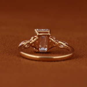 IGI Certified 14k Yellow Gold Emerald Cut Lab Grown Diamond Engagement Ring 2.00 Carat Cluster Setting CVD Diamond Wedding Rin - Product Image 4